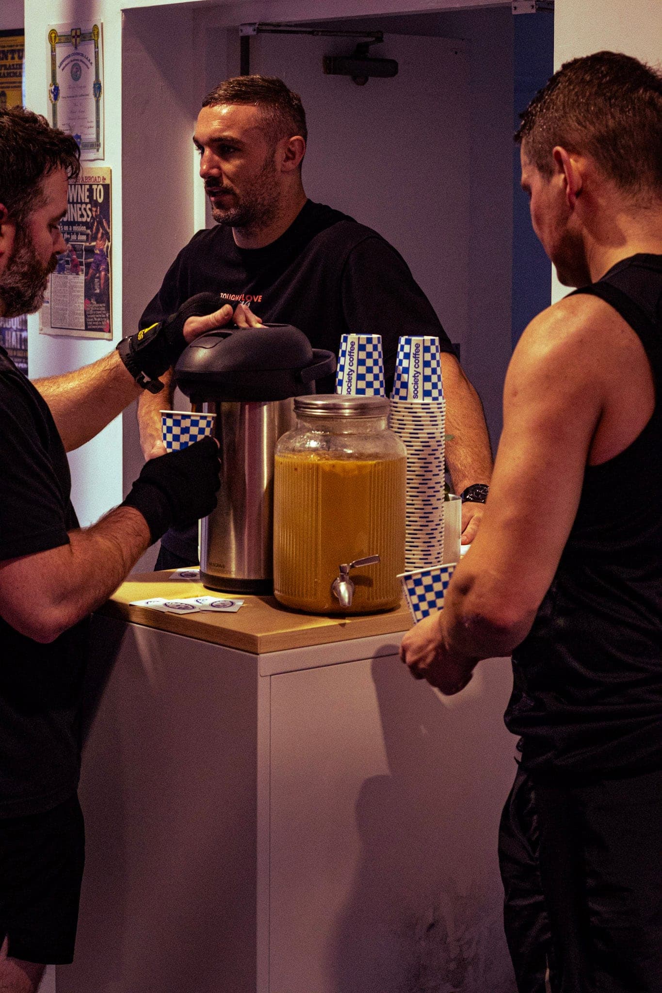 Members chatting over refreshments after class