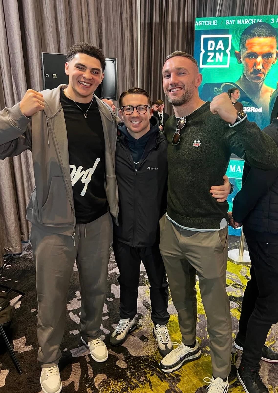 Tony Browne with Adam Olaniyan and Pierce O’Leary at a boxing event